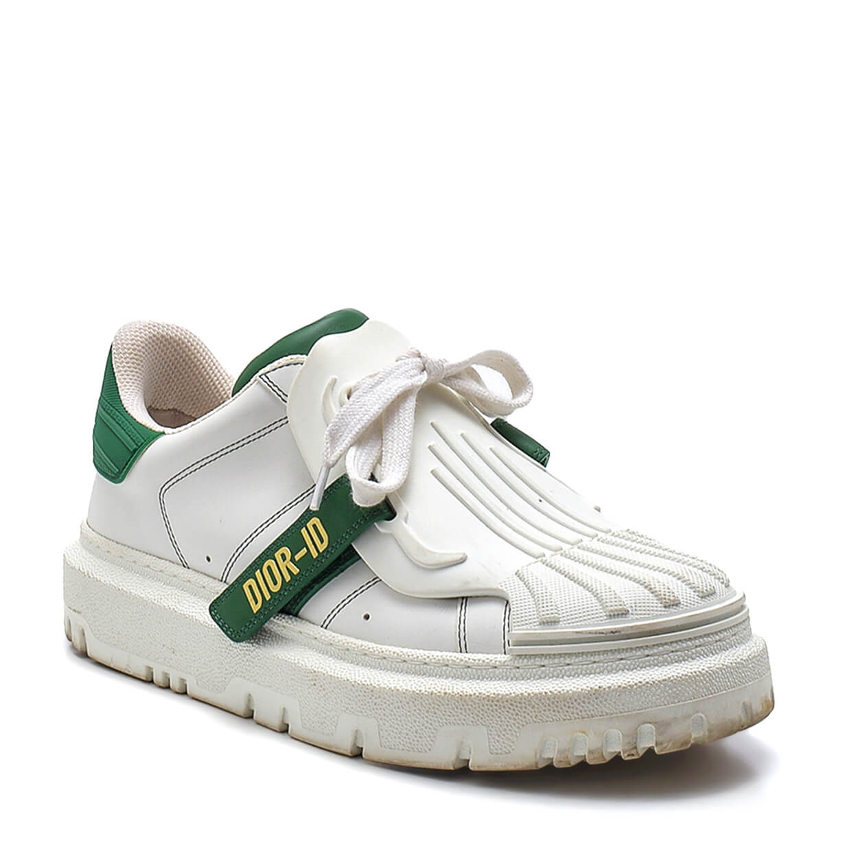 Christian Dior - White & Green Leather and Rubber Dior ID Sneakers